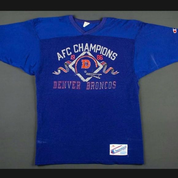 🏈 • 80s VINTAGE • Denver Broncos Vintage 1986 AFC Champion T-Shirt XL • 🏈 - Picture 1 of 8